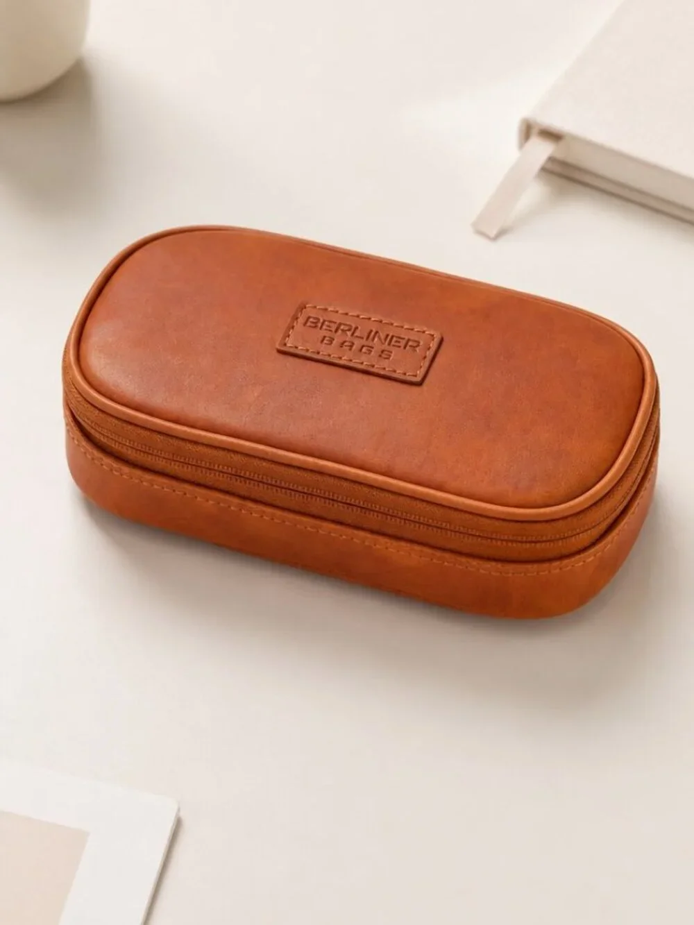Berliner Bags “Felix” Leather Pencil Case – Vintage Brown Vegetable-Tanned Goat